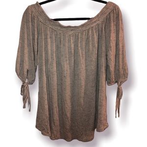 Knox Rose Striped Off the Shoulder Shirt Medium
